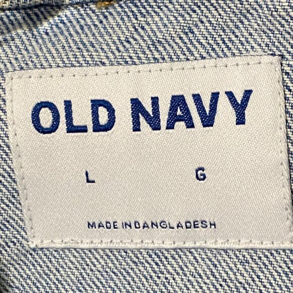 Old Navy Distressed Womens Jean jacket L Denim Trucker Western Country Festival - Picture 4 of 6